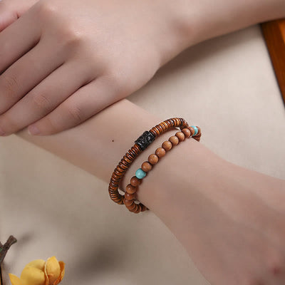 Foviel Sandalwood Turquoise Protection Double Wrap Bracelet