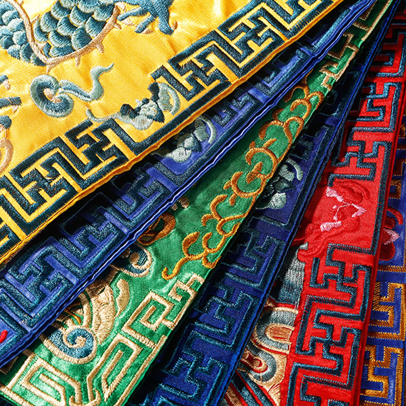 Buddha Stones Crane Phoenix Dragon Kirin Embroidered Cup Mat Pad Tea Cup Coaster Square Kung Fu Tea Mat Tea Mat BS 3