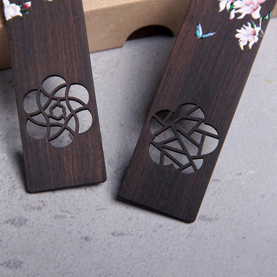 Buddha Stones Butterfly Flower Ebony Wood Bookmarks With Gift Box Bookmarks BS 8