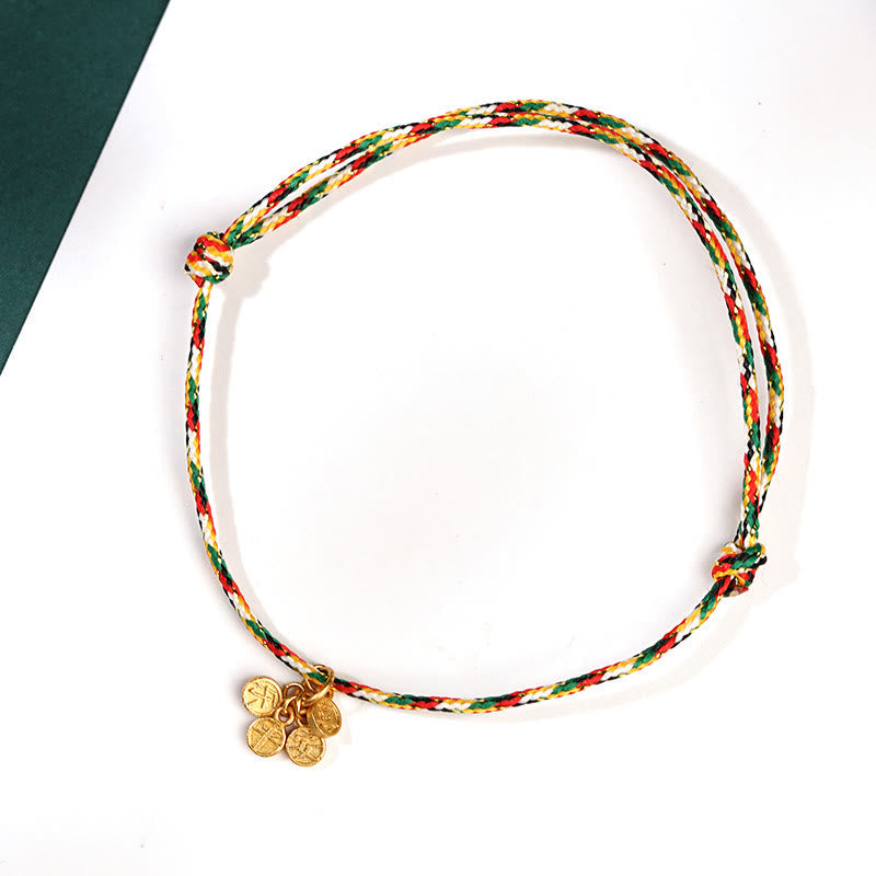 Buddha Stones Auspicious Fu Character Peace And Joy Luck Handmade Multicolored Child Adult Bracelet Bracelet BS Peace And Joy Colorful Rope Adult(Wrist Circumference 17-22cm)