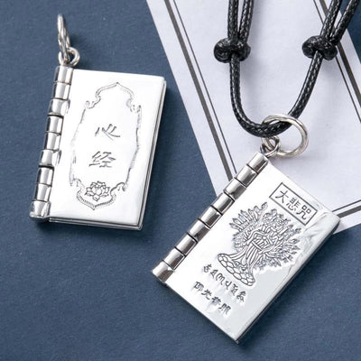 Foviel 990 Sterling Silber Herz Sutra Großes Mitgefühl Shurangama Mantra Lotus Vajra Friedens Halskette Anhänger