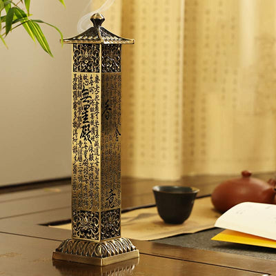 Buddha Stones Heart Sutra Alloy Incense Holder Healing Home Decoration Incense Burner Decorations Incense Burner BS 2