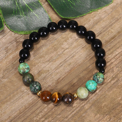 Buddha Stones 108 Mala Beads Natural Stone Tiger Eye Turquoise Protection Strength Bracelet Necklace Bracelet Necklaces & Pendants BS Bracelet