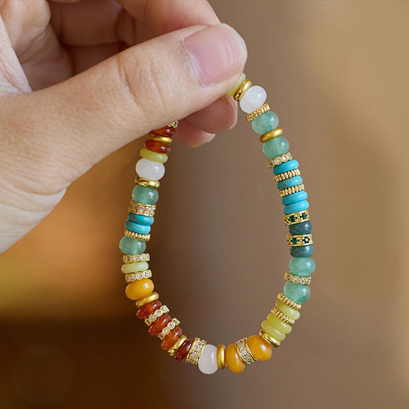 Buddha Stones Natural Red Agate Jade Rainbow Confidence Bracelet Bracelet BS 7