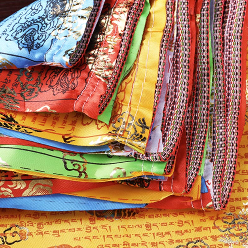 Buddha Stones Tibetan 5 Colors Windhorse Blessing Dragon Pattern Outdoor 20 Pcs Prayer Flag Decoration Decorations buddhastoneshop 2