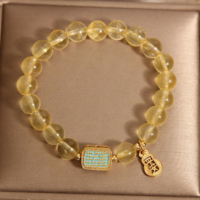Buddha Stones Natural Citrine Five Scriptures Generosity Bracelet Bracelet BS 3