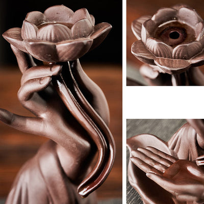Buddha Stones Lotus Bergamot Healing Incense Burner Incense Burner BS 2