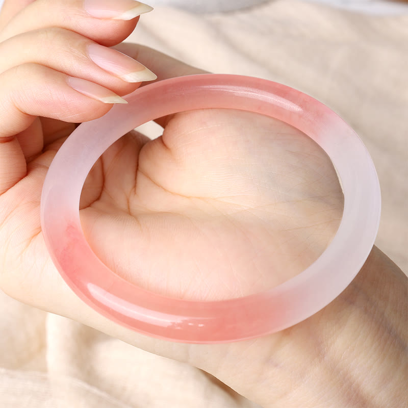 Buddha Stones Pink Golden Silk Jade Wealth Bracelet Bangle Bracelet & Bangle BS 3