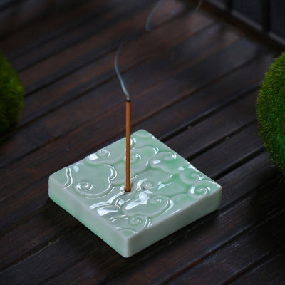 Buddha Stones Mini Auspicious Clouds Design Healing Stick Ceramic Small Incense Burner Decoration Incense Burner BS 5