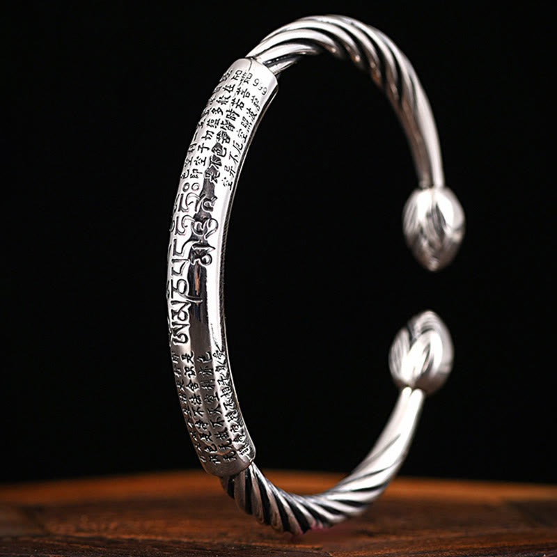 Buddha Stones Tibetan Om Mani Padme Hum Heart Sutra Purity Cuff Bracelet Bracelet Bangle BS 9