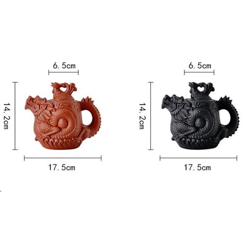 Buddha Stones Vintage Dragon Phoenix Ceramic Teapot Teapot BS 16