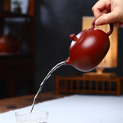Buddha Stones Vintage Xishi Teapot Purple Clay Kung Fu Teapot 240ml Teapot BS 4