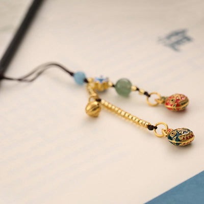 Buddha Stones Gold Swallowing Beast Family Luck Key Chain Key Chain BS 5