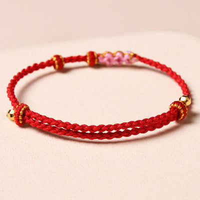 Buddha Stones Handmade Peach Blossom Protection Braided Rope Bracelet Bracelet BS 9