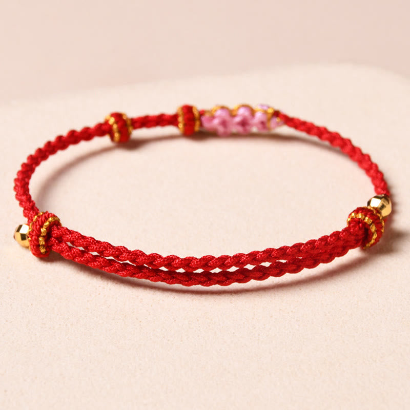 Buddha Stones Handmade Peach Blossom Protection Braided Rope Bracelet Bracelet BS 9