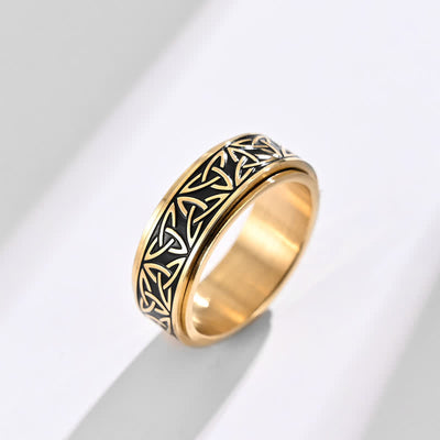 Buddha Stones  Triangle Knot Triquetra Titanium Steel Calm Rotatable Ring Ring BS 5