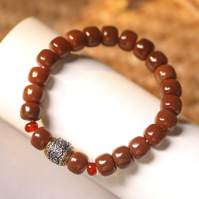 Buddha Stones Bodhi Seed Auspicious Cloud Fu Character Bead Peace Bracelet Bracelet BS 13