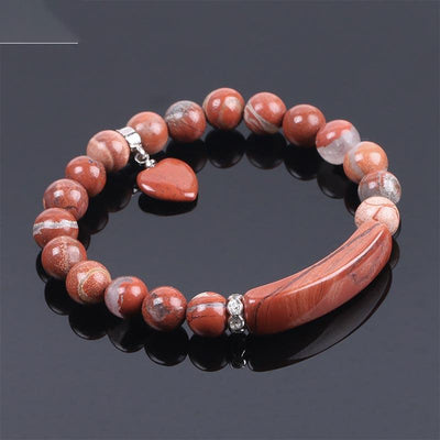 Foviel Natural Quartz Love Heart Healing Beads Bracelet