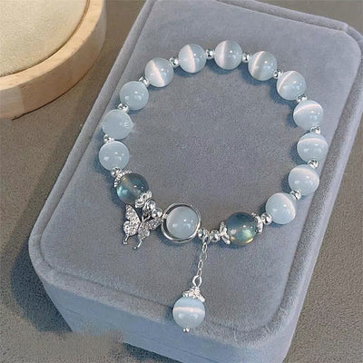 Foviel Katze Auge Moonstone Schmetterling Stern Charm Unterstützung Armband