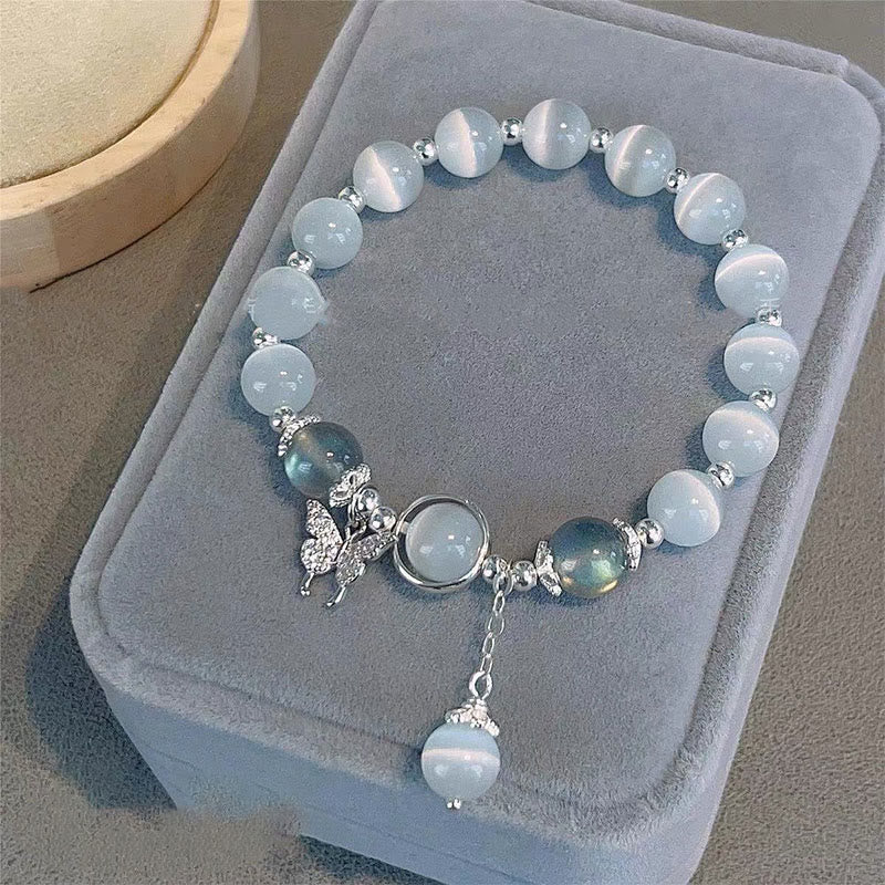 Foviel Cat's Eye Moonstone Butterfly Star Charm Support Bracelet