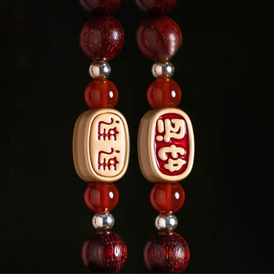 Foviel Tibetan Small Leaf Red Sandalwood Lotus Cinnabar Sachet Protection Tassel Car Hanging Decoration