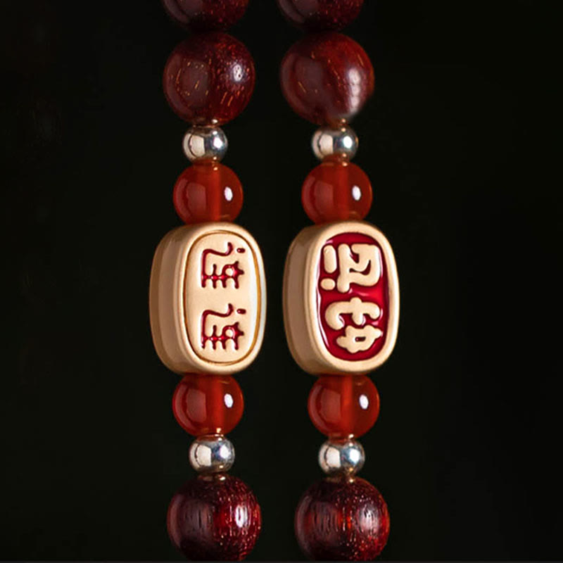 Foviel Tibetan Small Leaf Red Sandalwood Lotus Cinnabar Sachet Protection Tassel Car Hanging Decoration