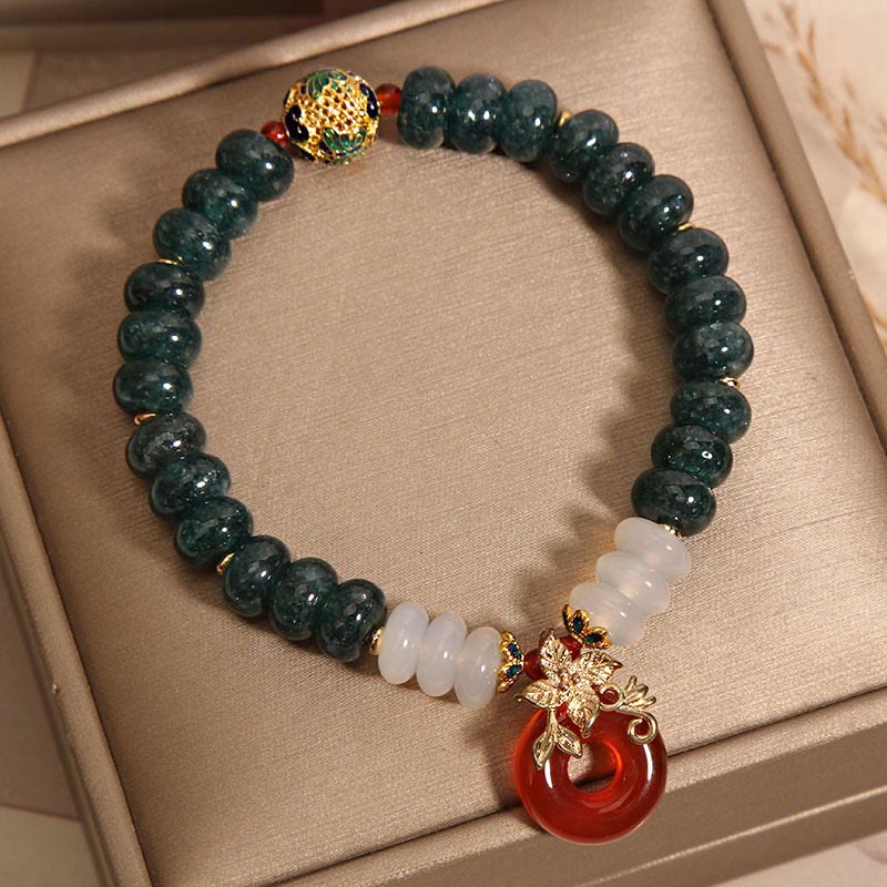 Buddha Stones Jade White Agate Red Agate Peace Buckle Abacus Beads Luck Bracelet Bracelet BS 5