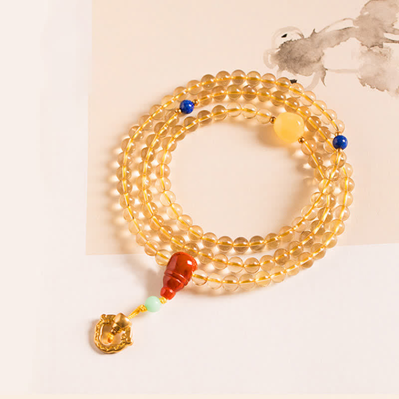 925 Sterling Silver 108 Mala Beads Natural Citrine Red Agate Amber Pleasure Charm Bracelet Mala Bracelet BS 7