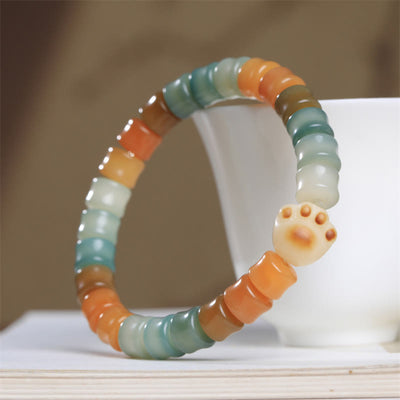 Buddha Stones Colorful Bodhi Seed Cat Paw Wisdom Bracelet Bracelet BS 1