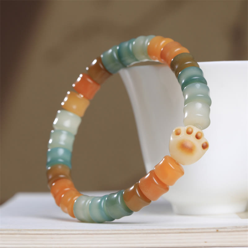 Buddha Stones Colorful Bodhi Seed Cat Paw Wisdom Bracelet Bracelet BS 1