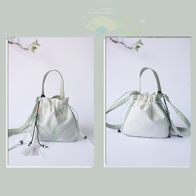 Buddha Stones Handmade Embroidered Flowers Canvas Tote Shoulder Bag Handbag Bag BS 9