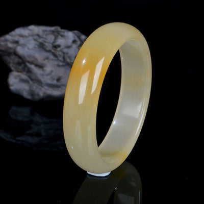Buddha Stones Natural Golden Silk Jade Luck Wealth Bracelet Bangle Bracelet Bangle BS 3