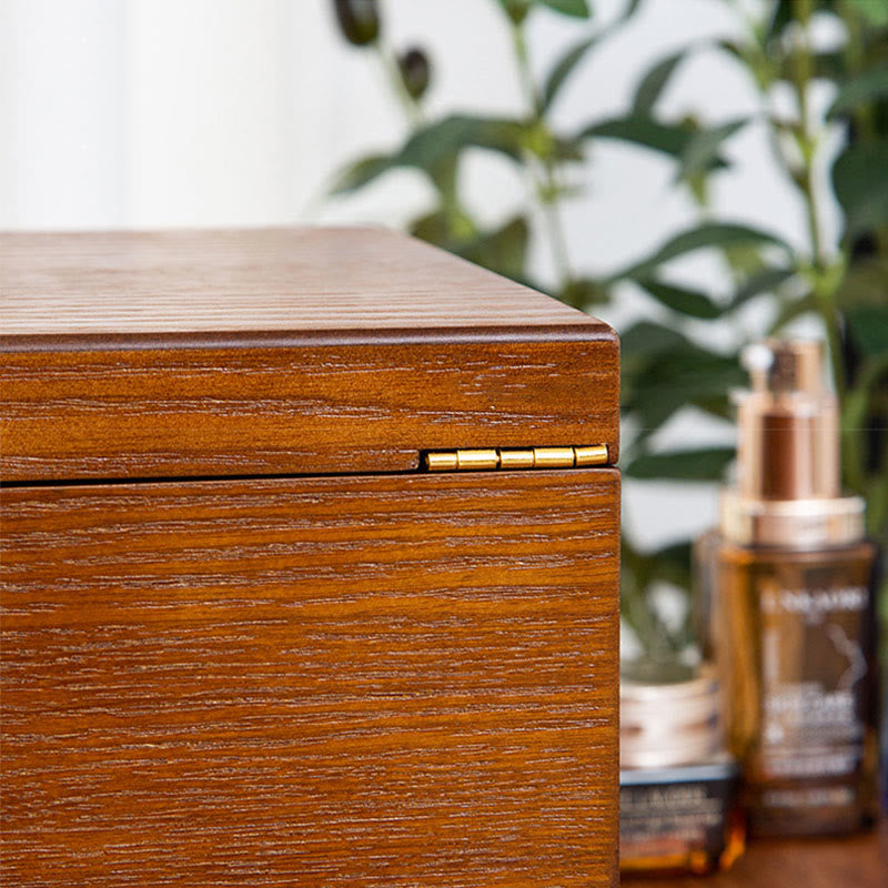 Buddha Stones Retro Wooden Jewelry Box Three-Layer Jewelry Storage Box Jewelry Box BS 11