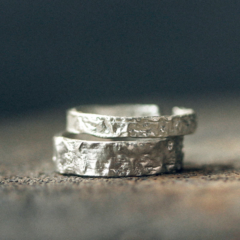 Foviel 925 Sterling Silber Einfaches Design Segen Paar Ring