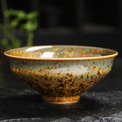 Buddha Stones Colorful Brown Ceramic Teacup Kung Fu Tea Cup Bowl Cup BS 10.5cm*4.5cm*125ml Without Gift Box