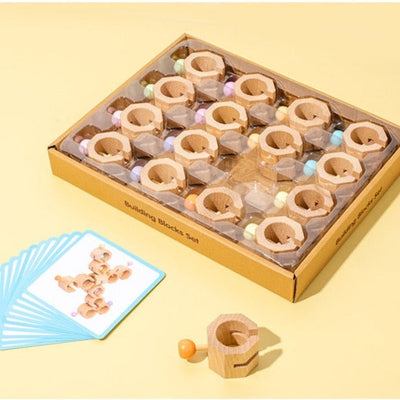 Jeu créatif en bois avec cartes - Jouets à jeu ouvert