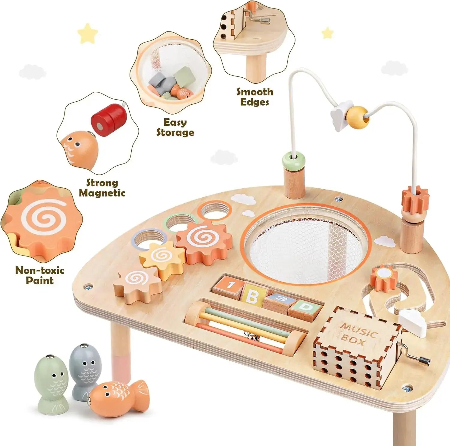 Fidtoy Wooden Activity Table for Toddlers 8-in-1 Montessori Learning Toy Multi Activity Play Table