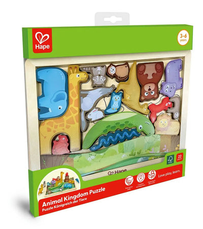 Fidtoy Wildlife Puzzle & Play - Wooden Educational Toy for Kids