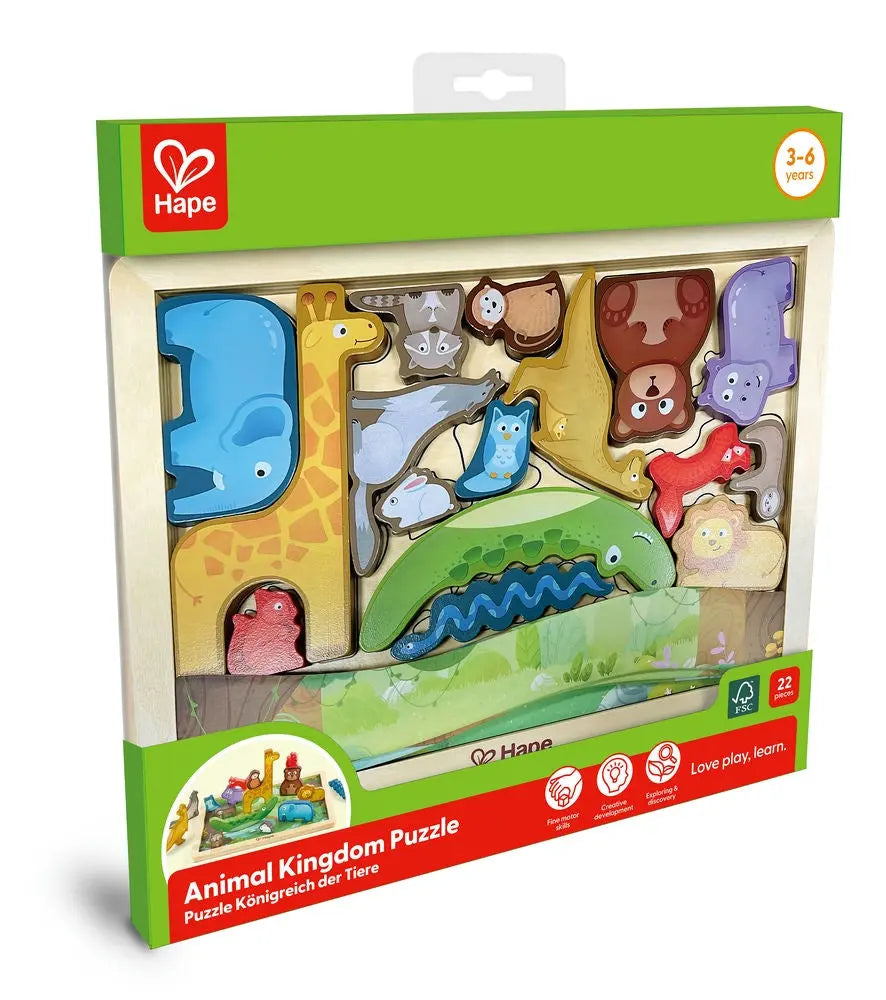 Fidtoy Wildlife Puzzle & Play - Wooden Educational Toy for Kids