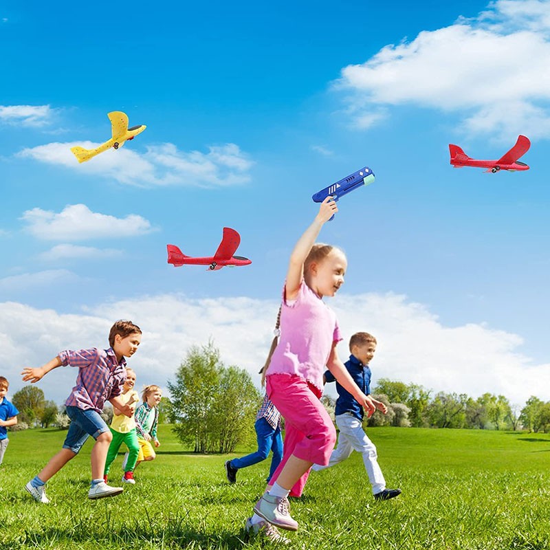 Ensemble de jouets lanceur d'avion en mousse Fidtoy pour enfants, jeu de planeur en extérieur