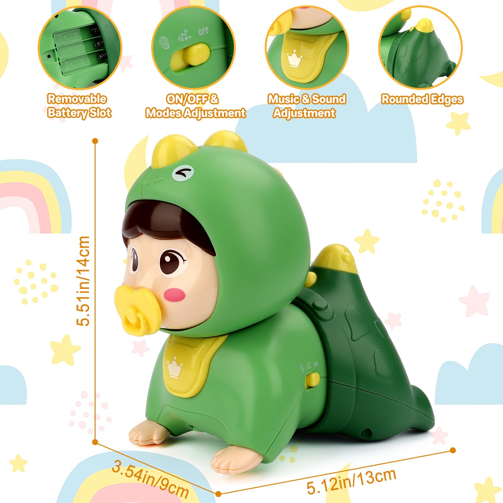 Jouet Bébé Poupée Rampante avec Musique Lumière Jouets Interactifs Éducatifs Marche Danse Jouets Sensoriels Jouet d'Éveil sur le Ventre Pour Tout-petits