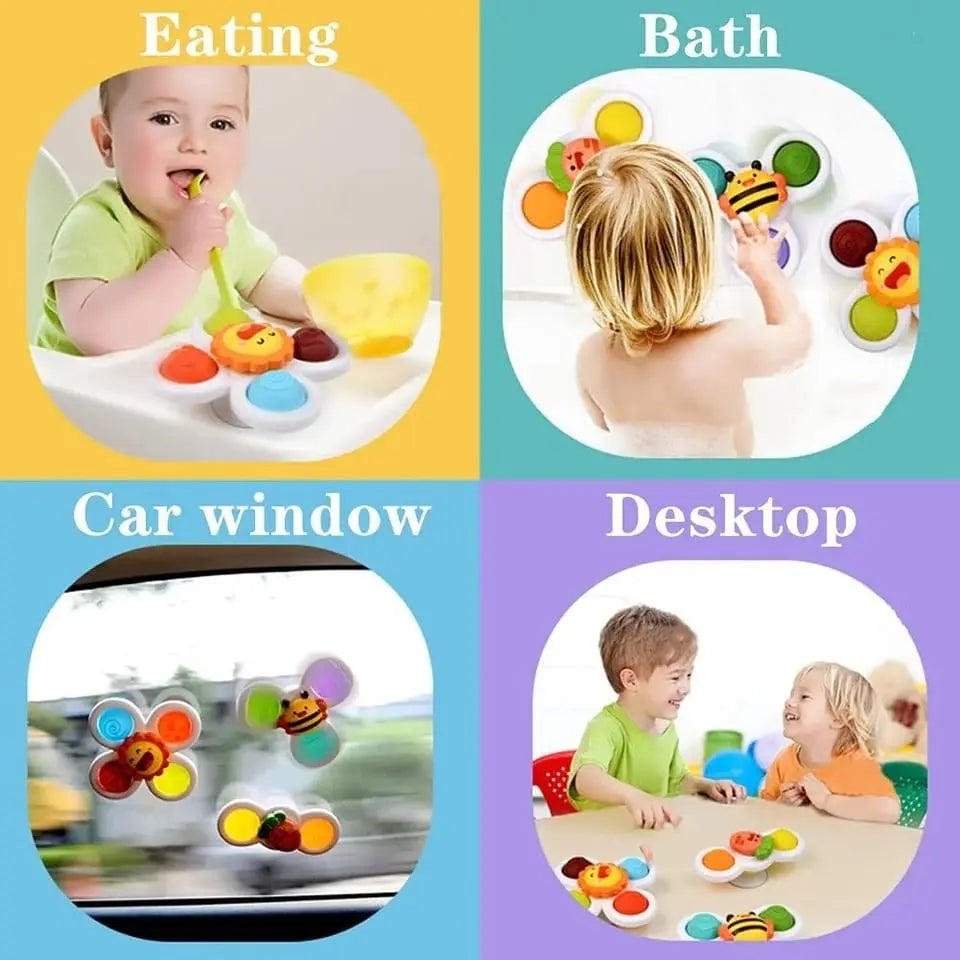 Fidtoy Bath Spinner for Bathtubs – Suction Cup Sensory Spinner Toy for Toddlers and Babies