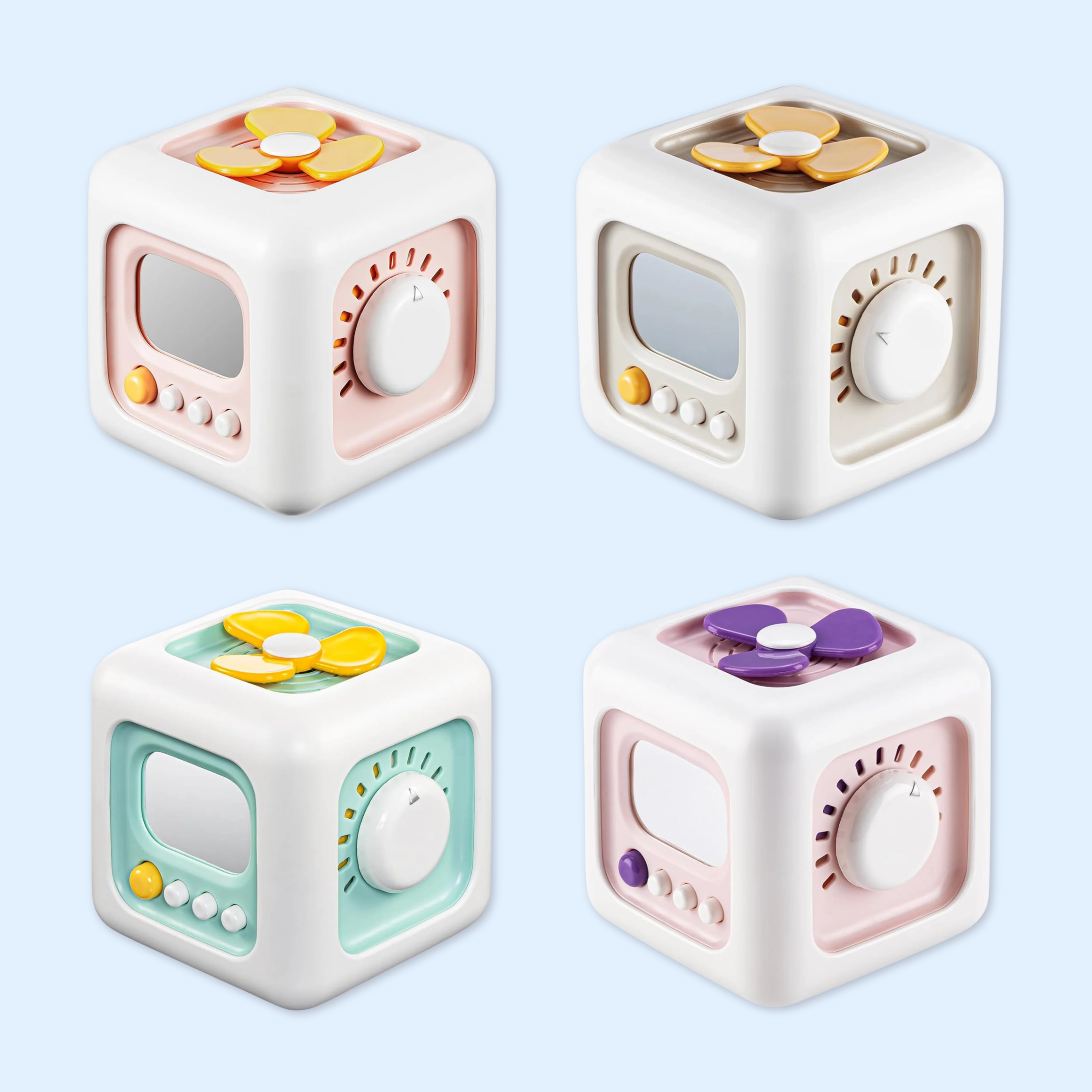 Fidtoy Montessori Busy Cube Jouet Sensoriel pour Tout-Petits Activité 6-en-1
