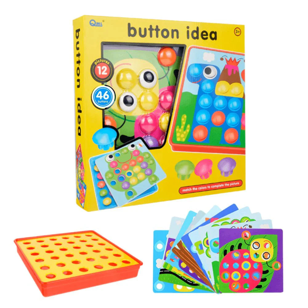 Fidtoy Button Art Matching Toy with Chunky Buttons for Toddlers