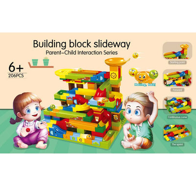 Fidtoy Slideway Building Blocks 206 PCS – Marble Run Construction Toy for Kids 6+
