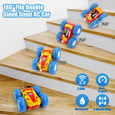 Coches teledirigidos impermeables con giro de 360°, doble cara, 2,4 GHz, 15 KM/H, 4WD, Monster Truck todoterreno, LED, coche de juguete recargable, regalo para niños