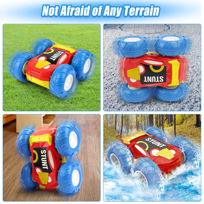 Coches teledirigidos impermeables con giro de 360°, doble cara, 2,4 GHz, 15 KM/H, 4WD, Monster Truck todoterreno, LED, coche de juguete recargable, regalo para niños