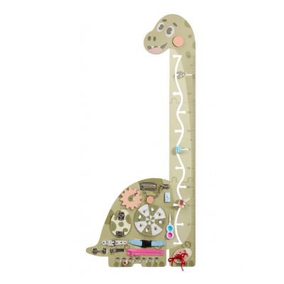 Dinosaur Height Growth Chart with Montessori Sensory Wall Activities – Life Skills Learning Panel