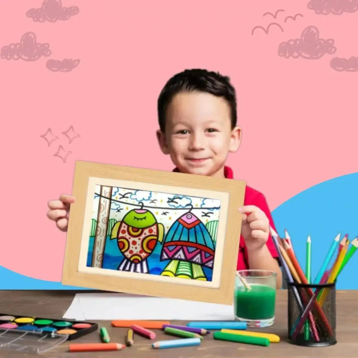 Fidtoy Cadre pour Dessins d'Enfants – Affichage Magnétique Frontal d'Œuvres d'Art Grande Capacité pour Enfants