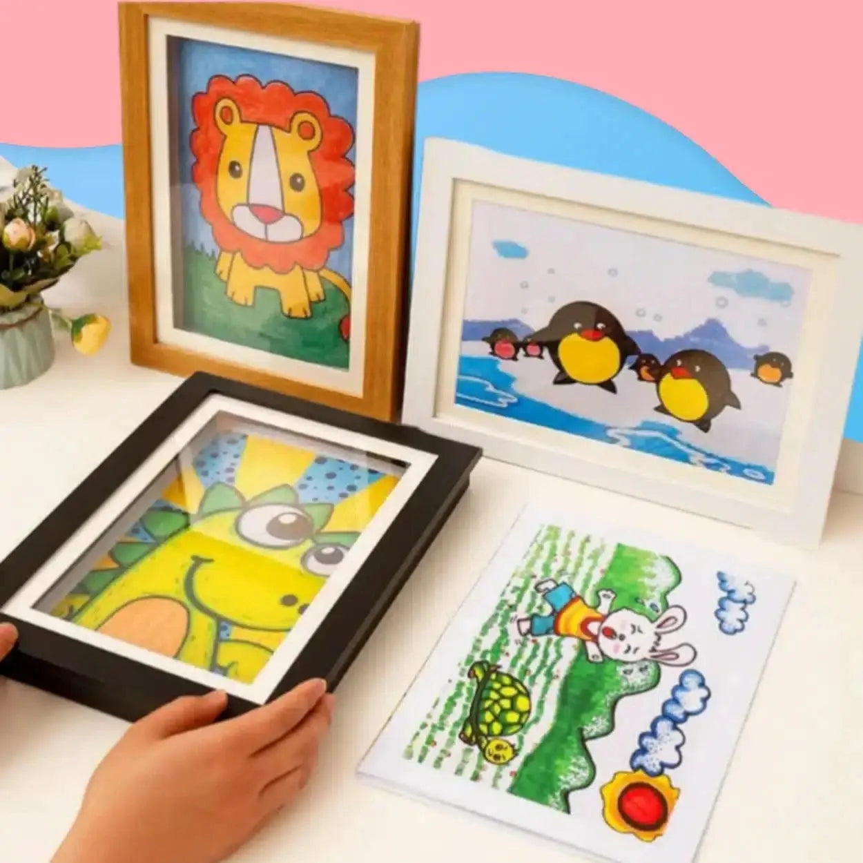 Fidtoy Cadre pour Dessins d'Enfants – Affichage Magnétique Frontal d'Œuvres d'Art Grande Capacité pour Enfants